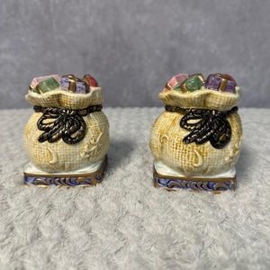 Fitz & Floyd Omnibus Santa & Bag Candle Stick Holders Christmas (2)